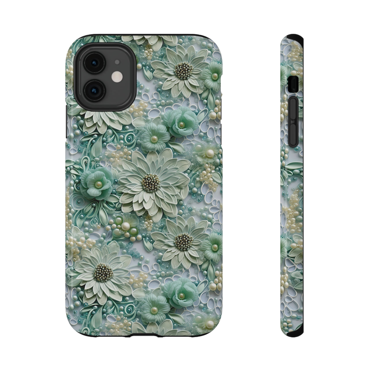 Teal Petals - Impact-Resistant Cases for iPhone 11, iPhone 11 Pro, and iPhone 11 Pro Max. Supports Wireless Charging.