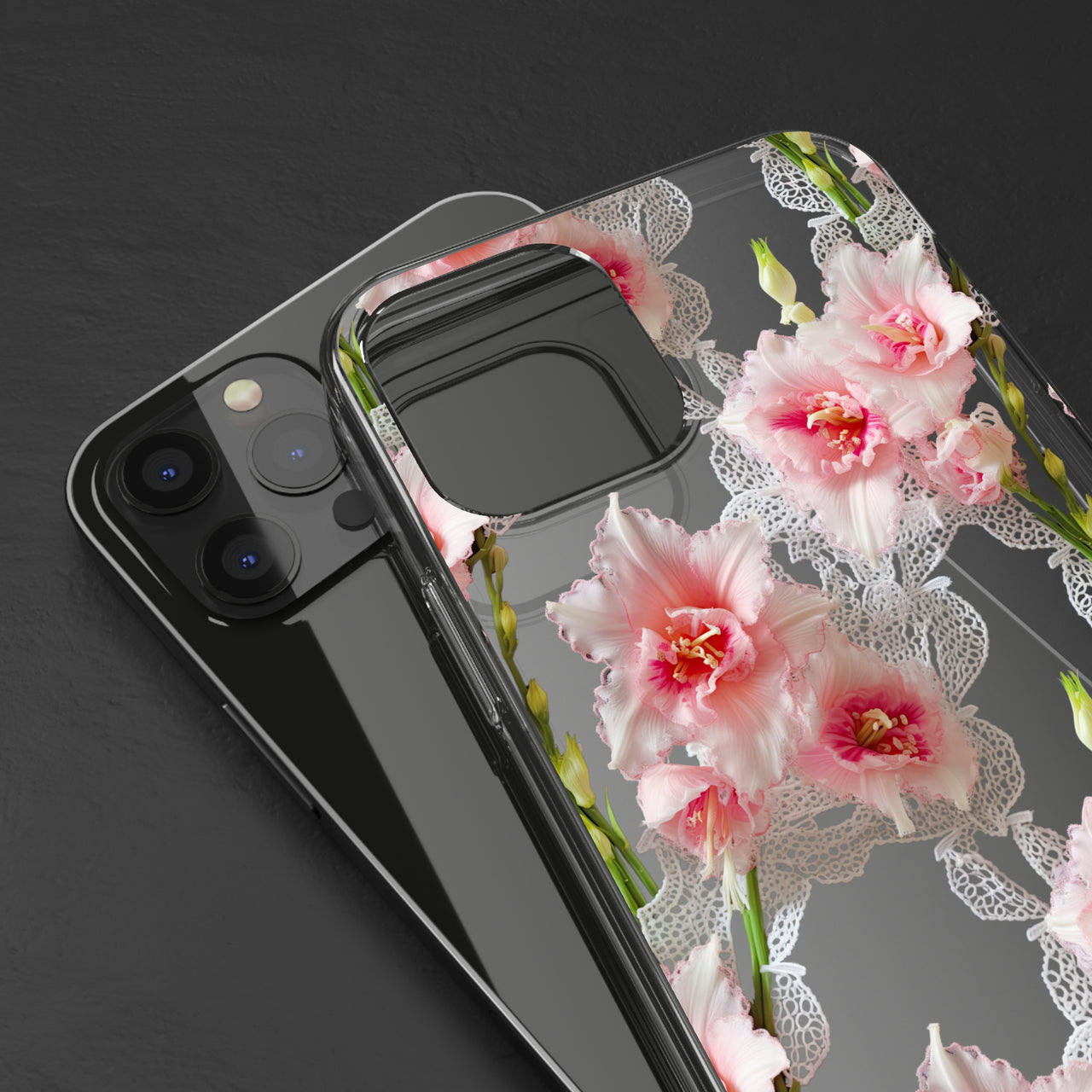 *Clear Case* Gladioli Garden - iPhone 12, iPhone 12 Mini, iPhone 12 Pro, iPhone 12 Pro Max - Supports Wireless Charging