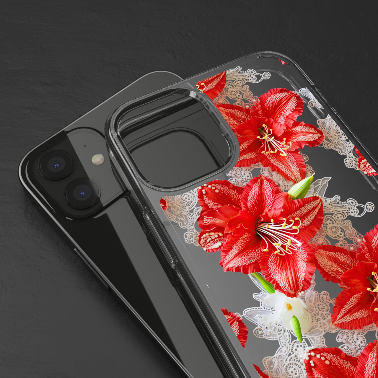 *Clear Case* Enchanting Amaryllis - iPhone 12, iPhone 12 Mini, iPhone 12 Pro, iPhone 12 Pro Max - Supports Wireless Charging