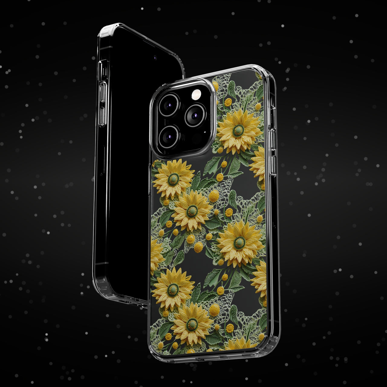 *Clear Case* Whimsical Sunflowers - iPhone 14, iPhone 14 Pro, iPhone 14 Plus, iPhone 14 Pro Max - Supports Wireless Charging