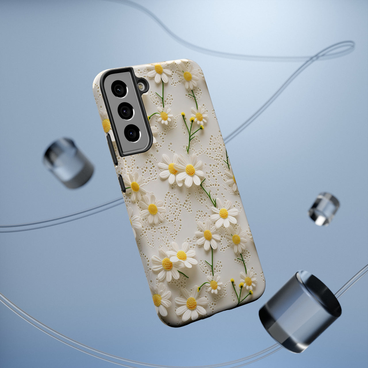 Daisy Impact-Resistant Cases for Samsung Galaxy S22, Samsung Galaxy S22 Plus, and Samsung Galaxy S22 Ultra. Supports Wireless Charging.