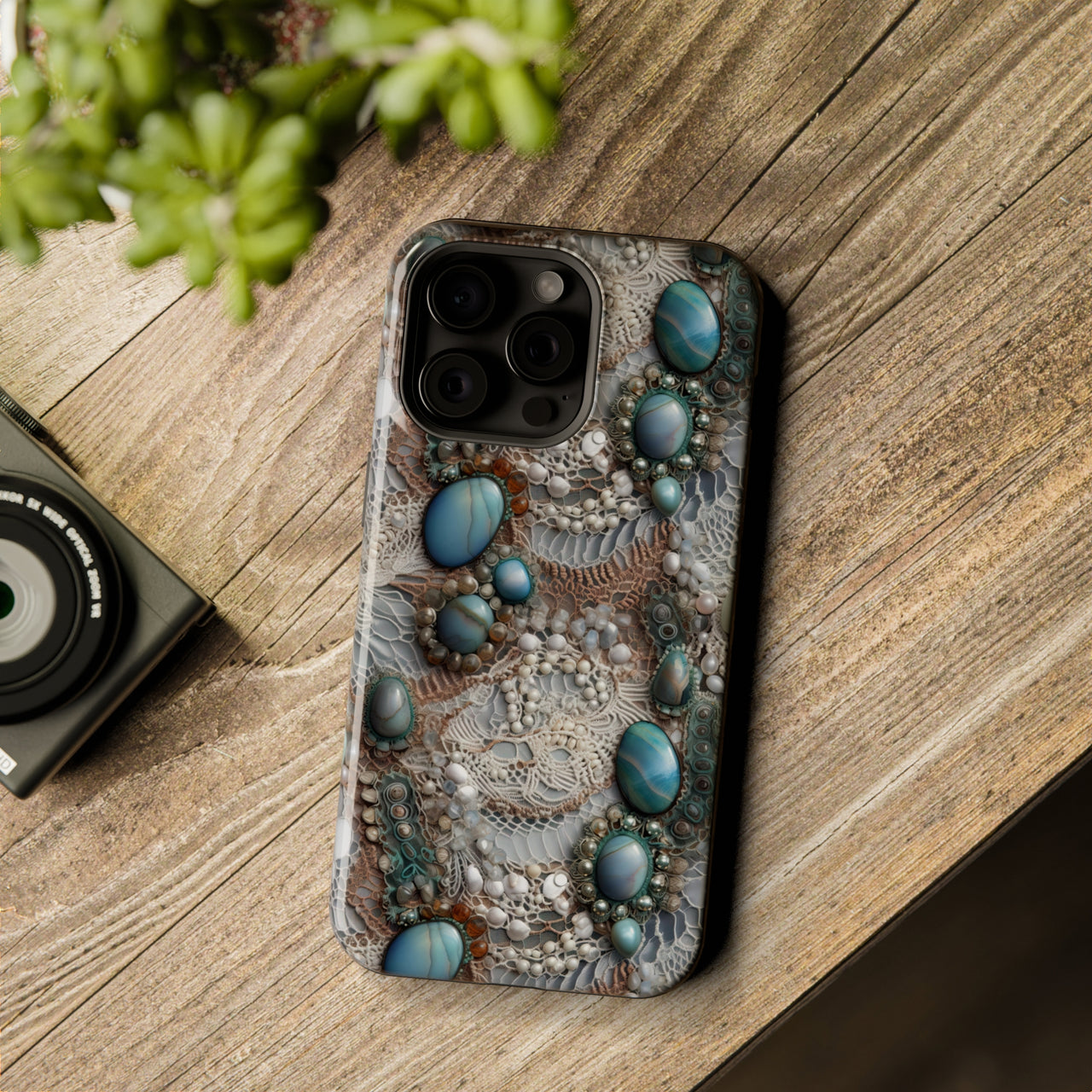 Boho Agate and Lace - MagSafe Tough Case for iPhone 15, iPhone 15 Pro, iPhone 15 Plus, & iPhone 15 Pro Max