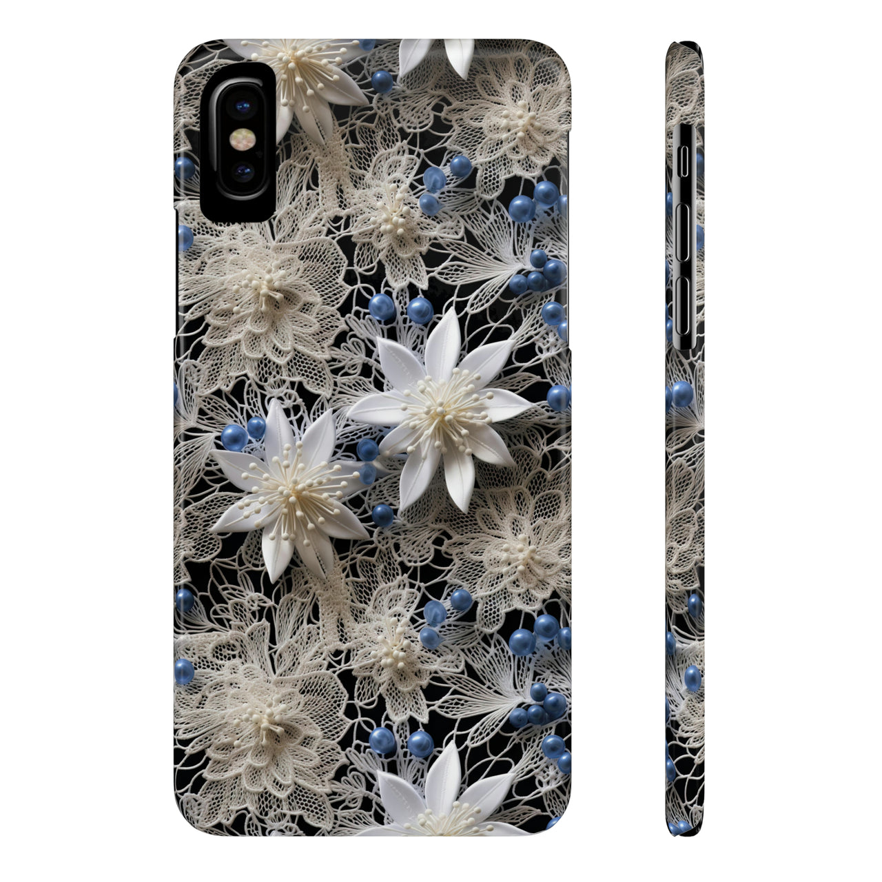 Vintage Lace and Clematis - Slim Phone Cases for iPhone X, iPhone XR, iPhone XS, and iPhone XS MAX