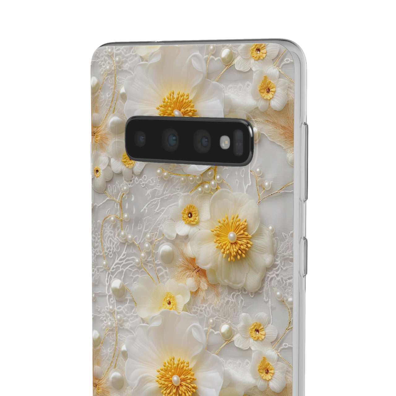 Yellow and White Floral - Flexi Cases for Samsung Galaxy S10, Samsung Galaxy S10E, & Samsung Galaxy S10 Plus