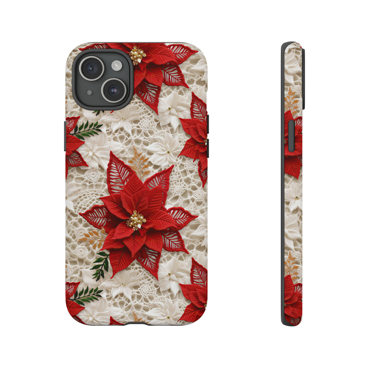 Christmas Poinsettia Tough Case for iPhone 15, iPhone 15 Pro, iPhone 15 Plus, and iPhone 15 Pro Max