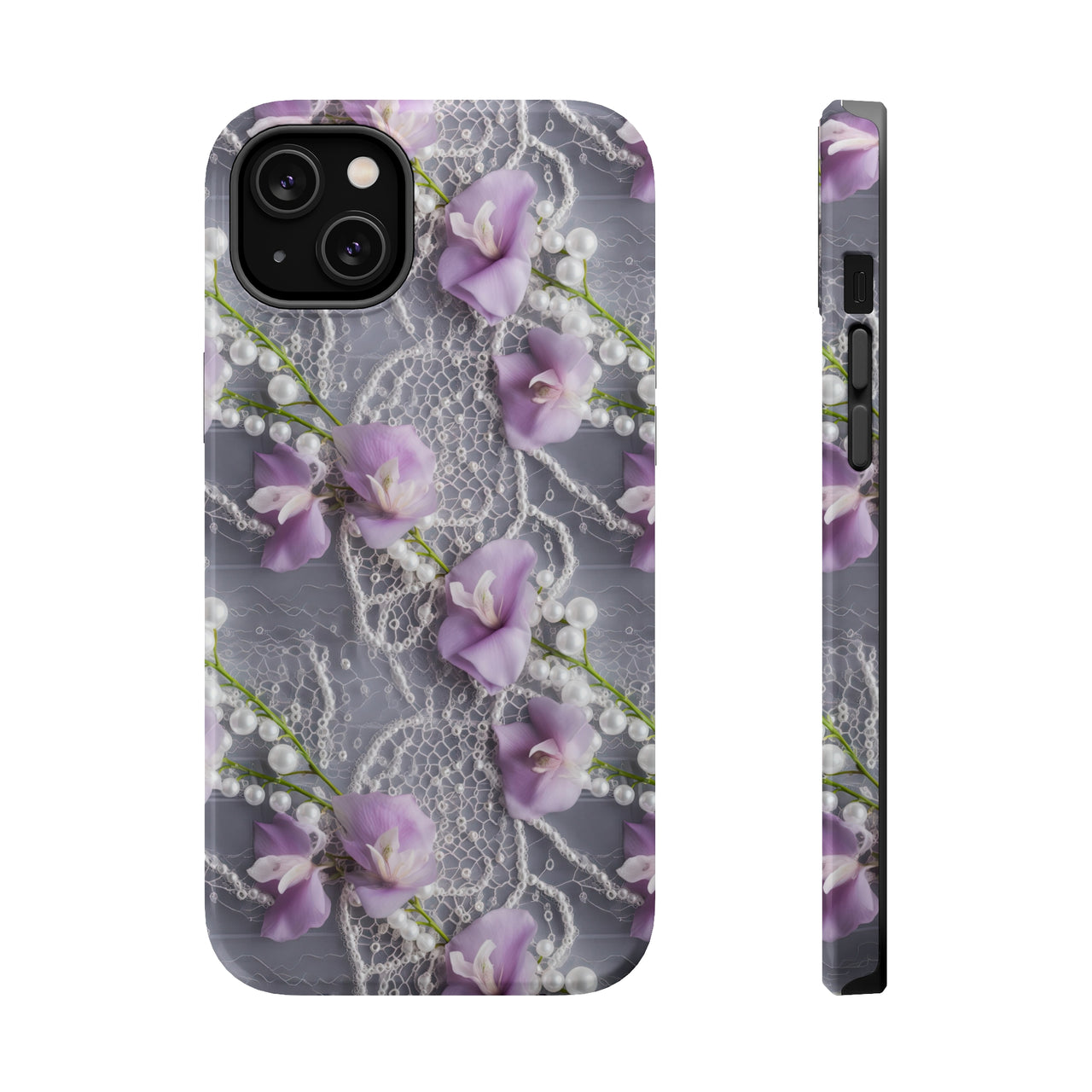 Purple Sweet Pea MagSafe Tough Cases for iPhone 14, iPhone 14 Pro, iPhone 14 Plus, and iPhone 14 Pro Max