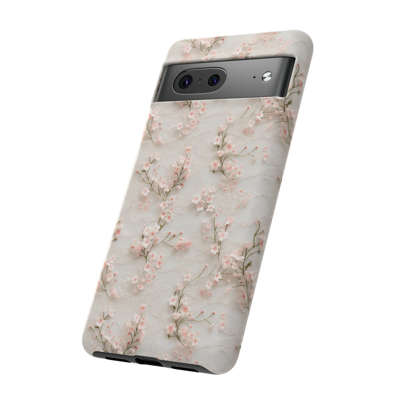 White Lace and Cherry Blossoms Tough Case for Google Pixel 7