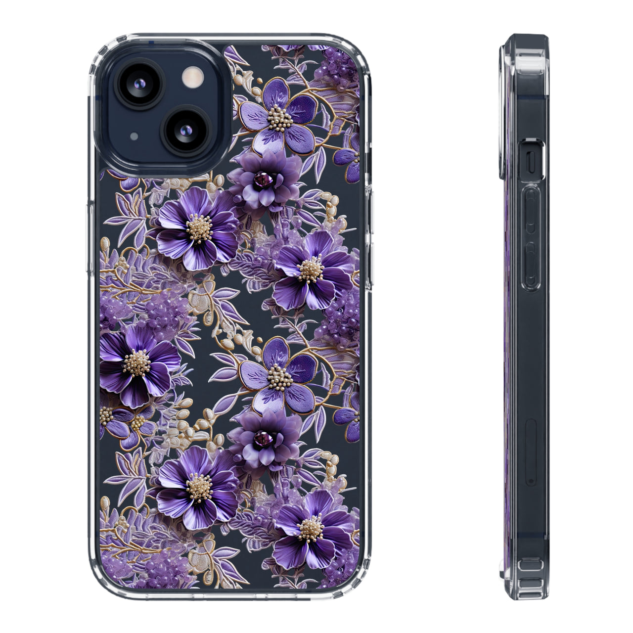 *Clear Case* Violet Meadow - iPhone 13, iPhone 13 Mini, iPhone 13 Pro, iPhone 13 Pro Max - Supports Wireless Charging