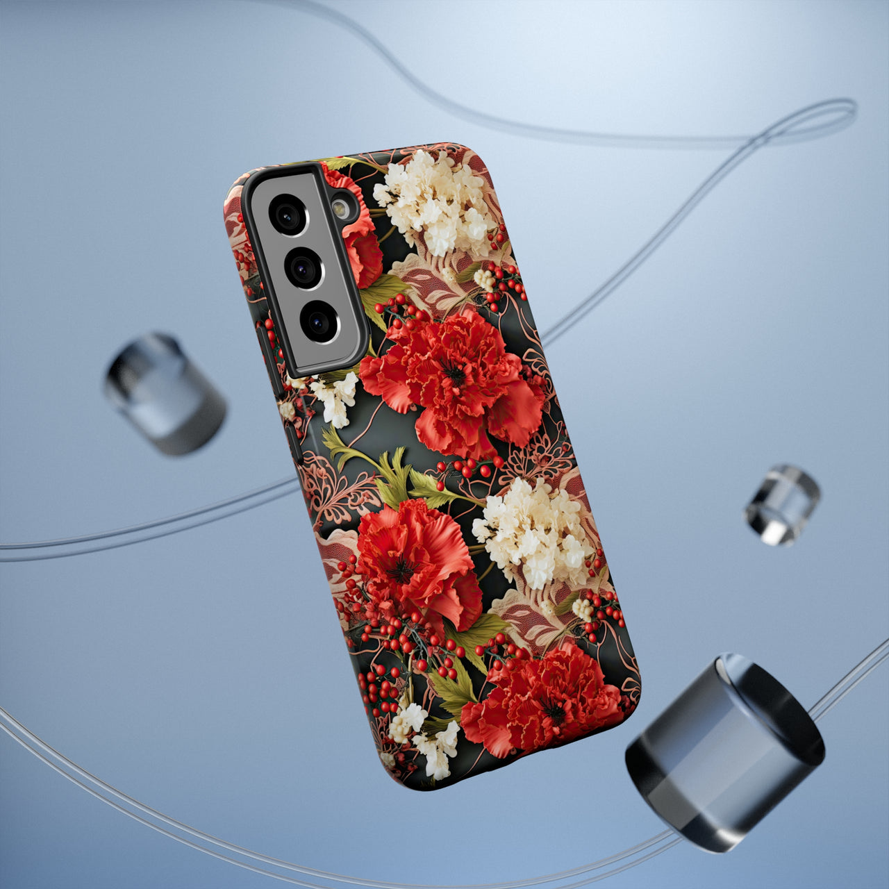 Carnation for January Birthday - Impact-Resistant Case for Samsung Galaxy S22, Samsung Galaxy S22 Plus, and Samsung Galaxy S22 Ultra. Supports Wireless Charging.