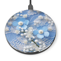 Thumbnail for Pearls and Lace on Baby Blue - Wireless Charger for Qi Enabled Phones