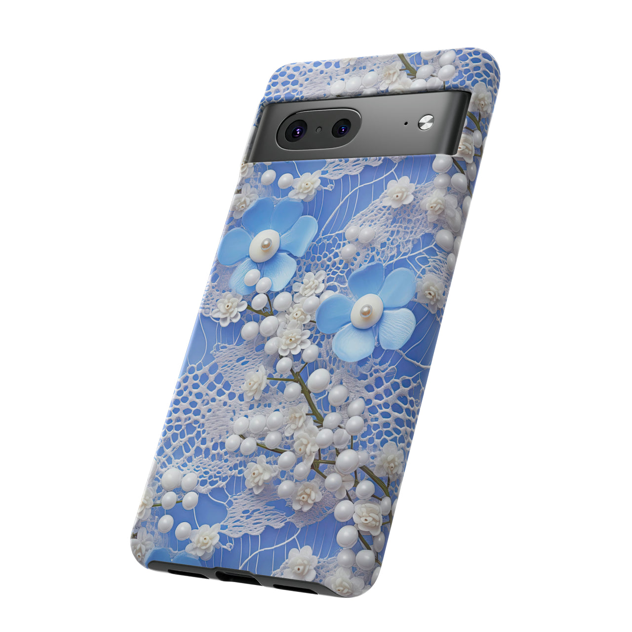 Pearls and Lace on Baby Blue - Tough Case for Google Pixel 7