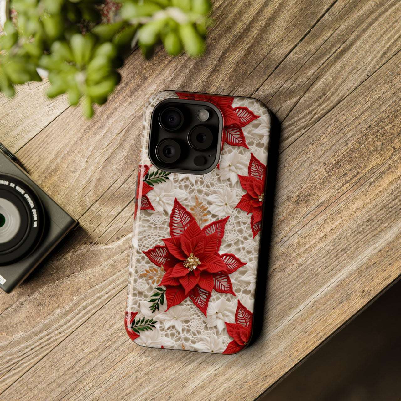 Christmas Poinsettia - MagSafe Tough Case for iPhone 15, iPhone 15 Pro, iPhone 15 Plus, & iPhone 15 Pro Max