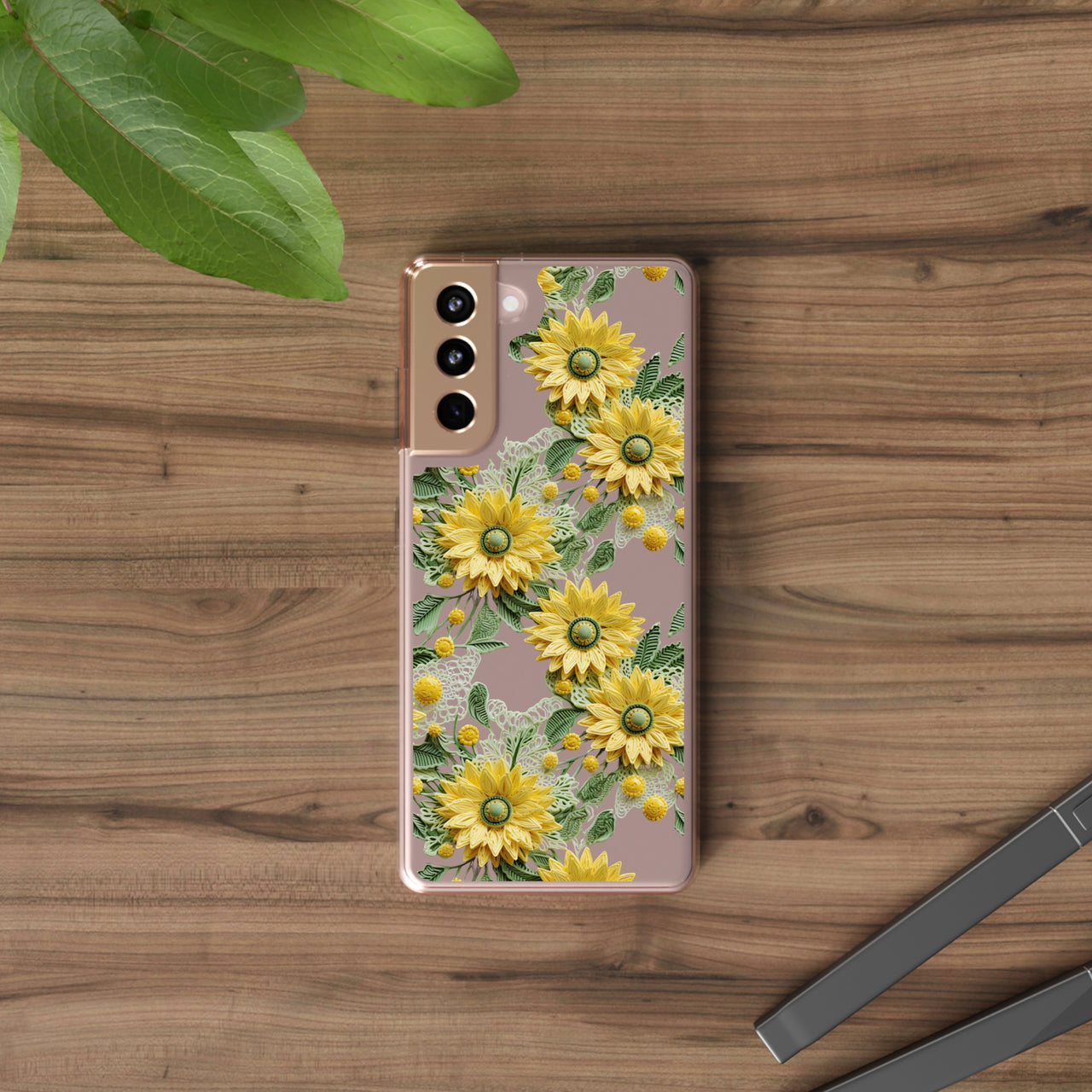 *Clear Case* Whimsical Sunflowers - Samsung Galaxy S21, Samsung Galaxy S21 Plus, Samsung Galaxy S21 Ultra - Supports Wireless Charging