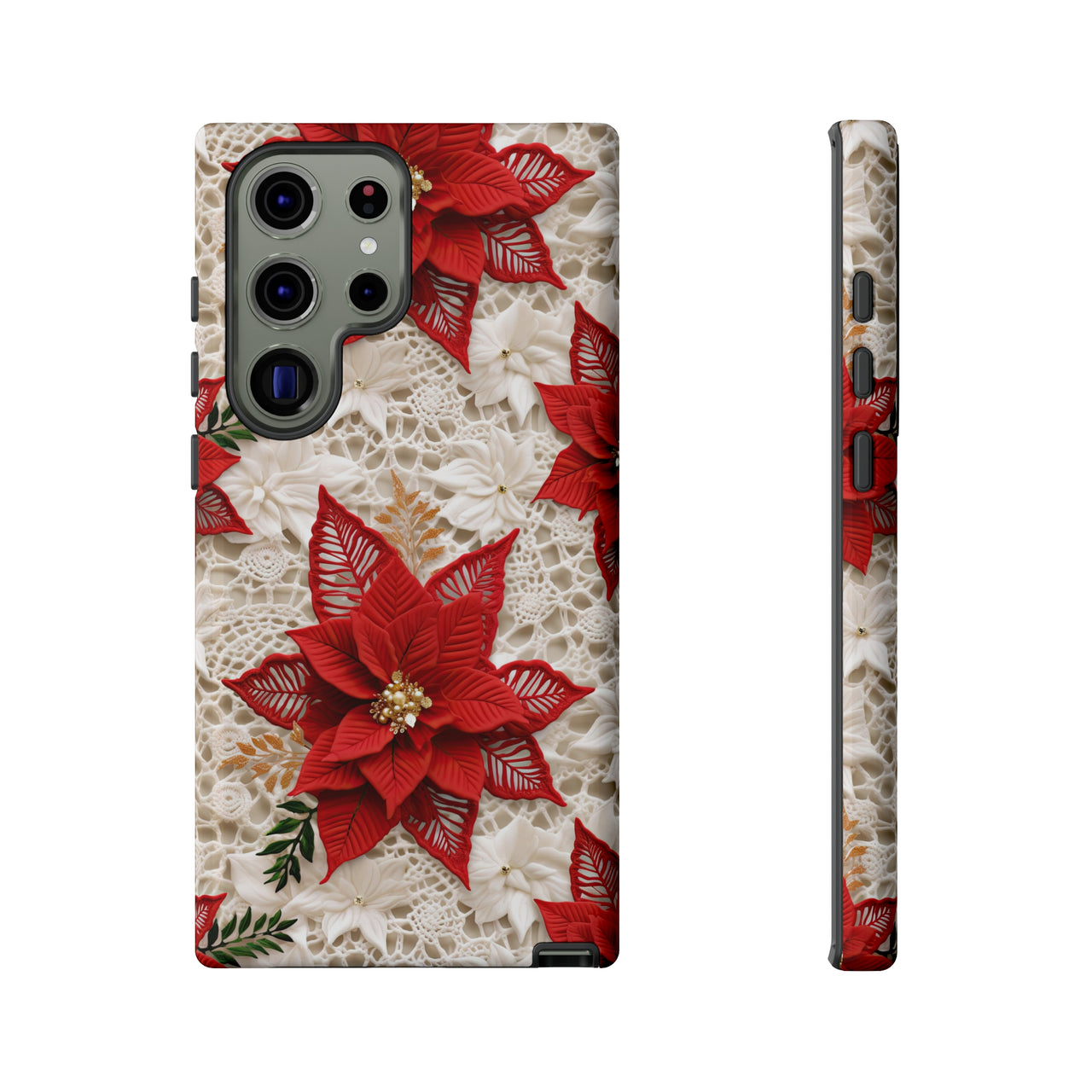 Christmas Poinsettia Tough Cases for Samsung Galaxy S23, Samsung Galaxy S23 Plus, and Samsung Galaxy S23 Ultra