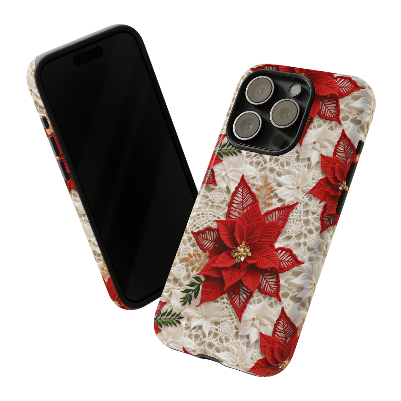 Christmas Poinsettia Tough Case for iPhone 15, iPhone 15 Pro, iPhone 15 Plus, and iPhone 15 Pro Max