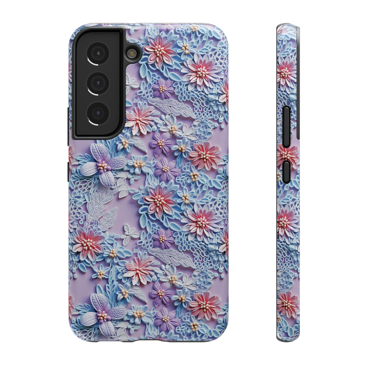 Cotton Candy Meadow - Impact-Resistant Case for Samsung Galaxy S22, Samsung Galaxy S22 Plus, and Samsung Galaxy S22 Ultra. Supports Wireless Charging.