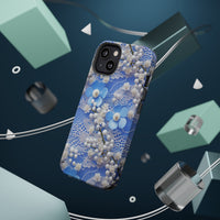 Thumbnail for Pearls and Lace on Baby Blue - MagSafe Tough Cases for iPhone 13, iPhone 13 Mini, iPhone 13 Pro, and iPhone 13 Pro Max.