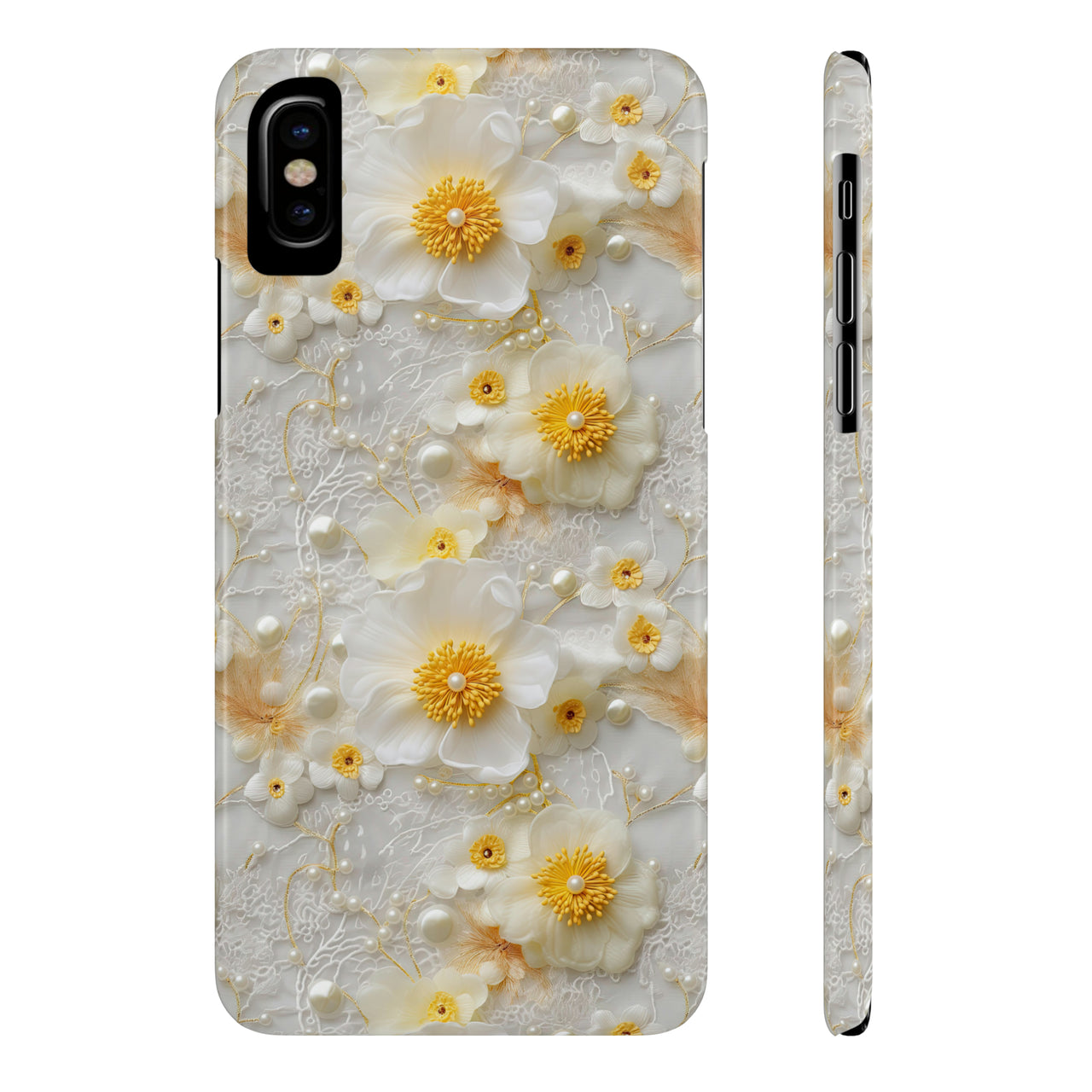 Yellow and White Floral - Slim Phone Cases for iPhone X, iPhone XR, iPhone XS, and iPhone XS MAX