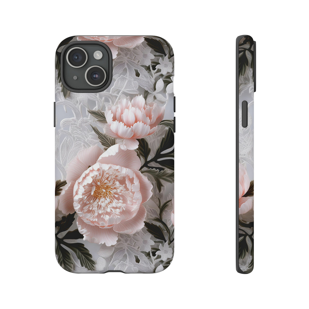 Pink Peony Tough Case for iPhone 15, iPhone 15 Pro, iPhone 15 Plus, and iPhone 15 Pro Max