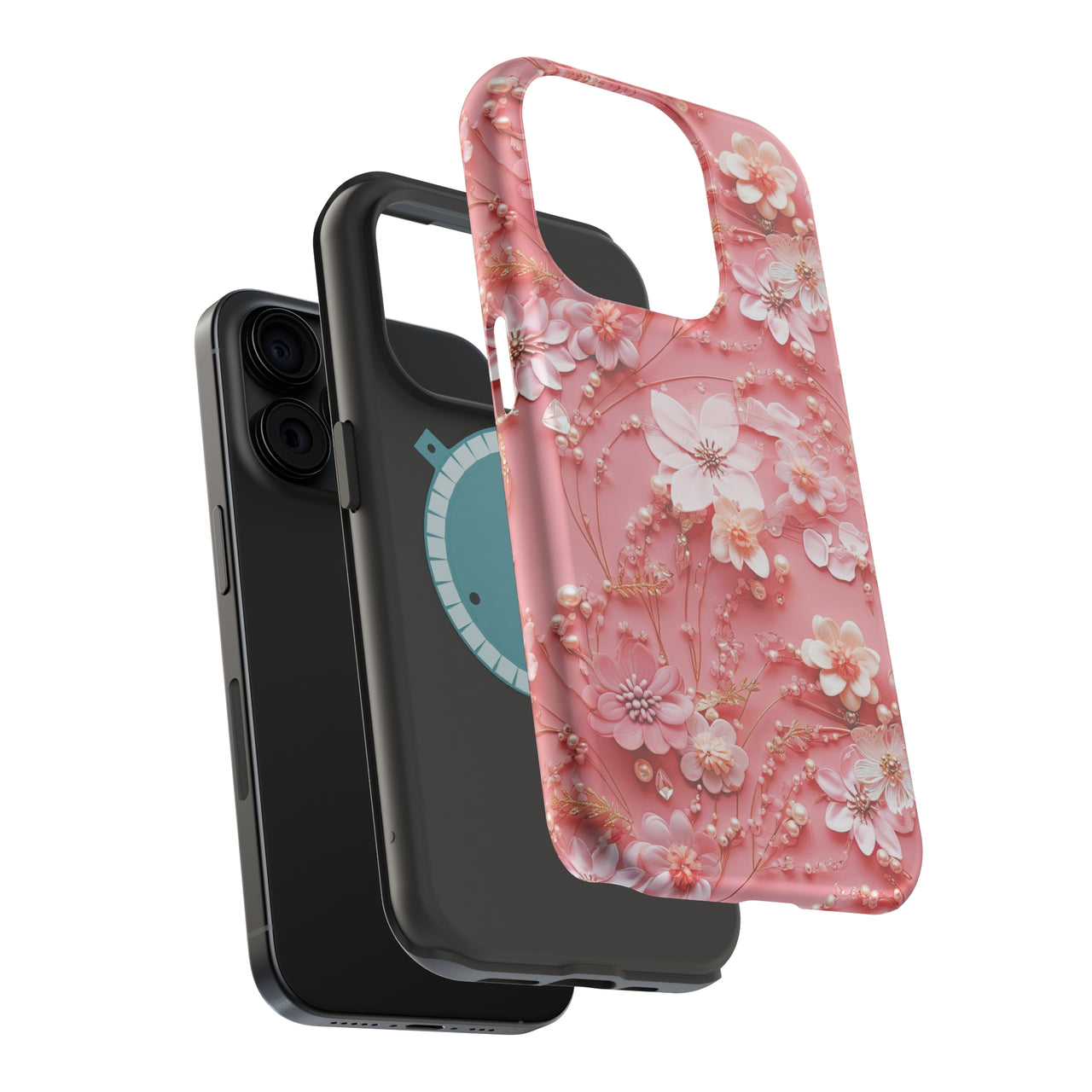 Floral Champagne Toast - MagSafe Tough Case for iPhone 15, iPhone 15 Pro, iPhone 15 Plus, & iPhone 15 Pro Max