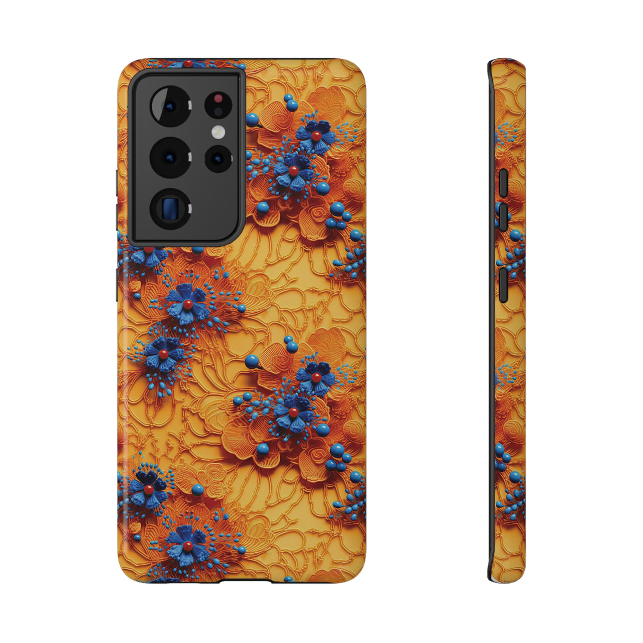 Royal Ryukyu Blossoms - Impact-Resistant Case for Samsung Galaxy S21, Samsung Galaxy S21 Plus, and Samsung Galaxy S21 Ultra. Supports Wireless Charging.