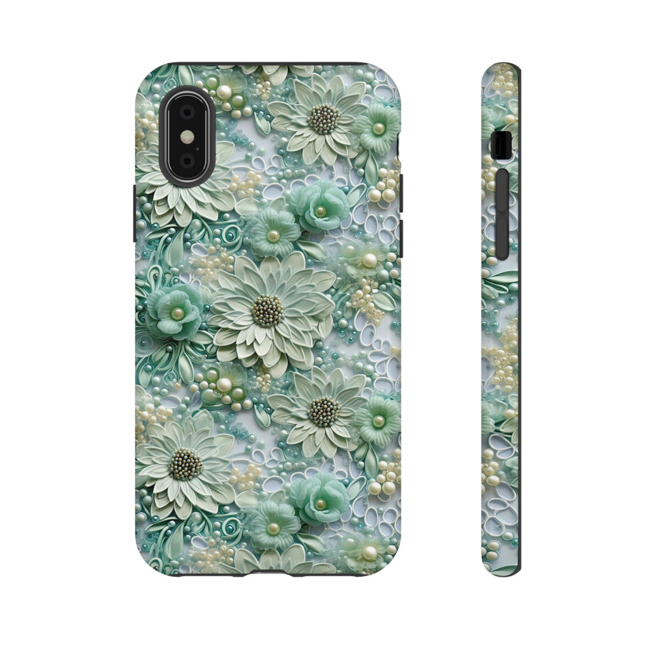 Teal Petals - Tough Cases for iPhone X, iPhone XR, iPhone XS, and iPhone XS MAX