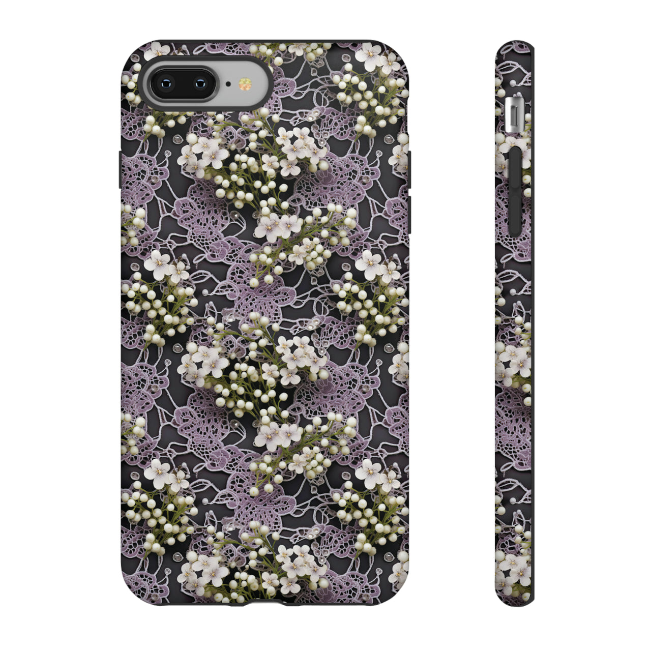 White Flowers on a Purple Bed - Tough Case for iPhone 8 and iPhone 8 Plus