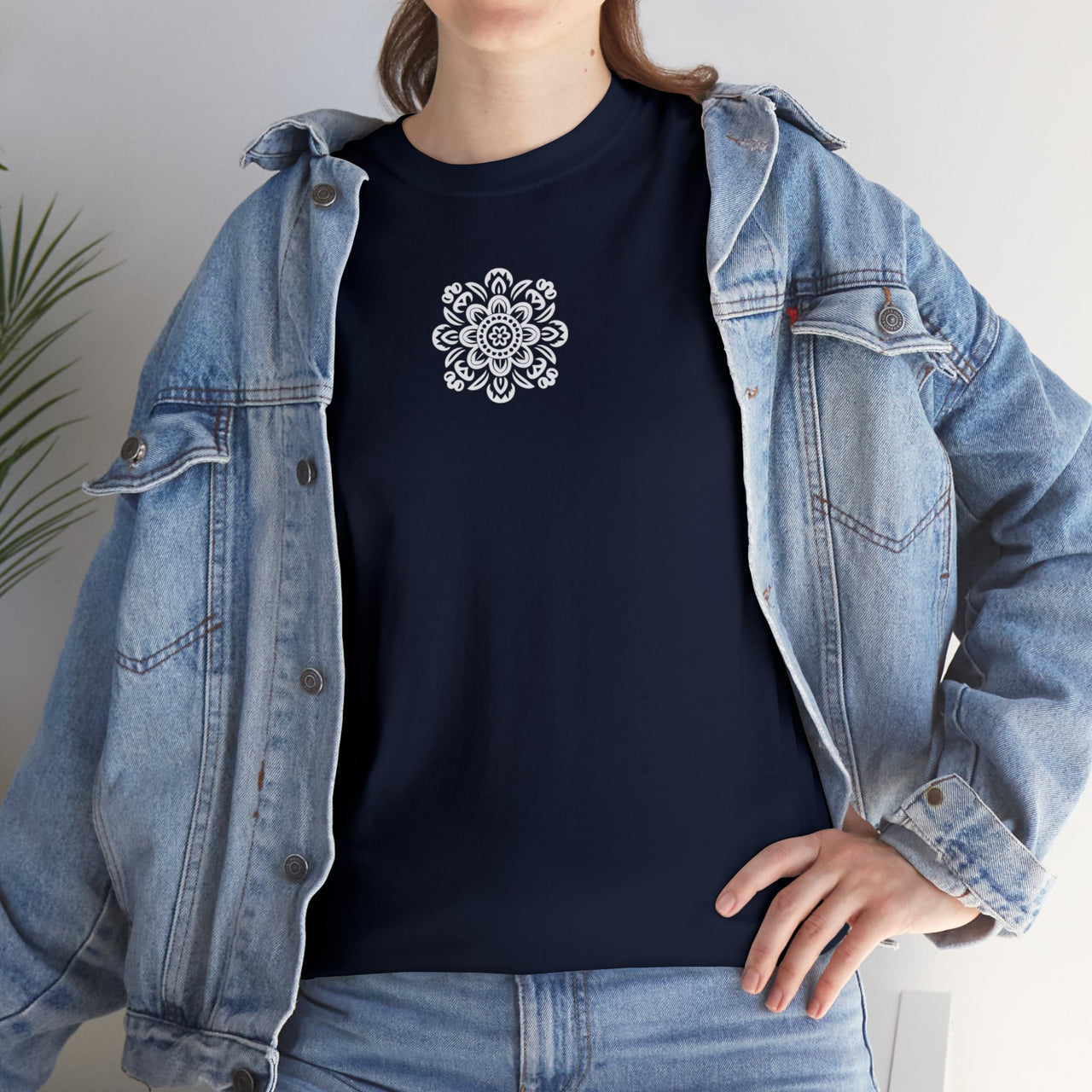 Front and Back Flower Design - Unisex Heavy Cotton Tee