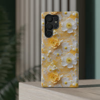 Thumbnail for Yellow Floral Impact-Resistant Cases for Samsung Galaxy S22, Samsung Galaxy S22 Plus, and Samsung Galaxy S22 Ultra. Supports Wireless Charging.