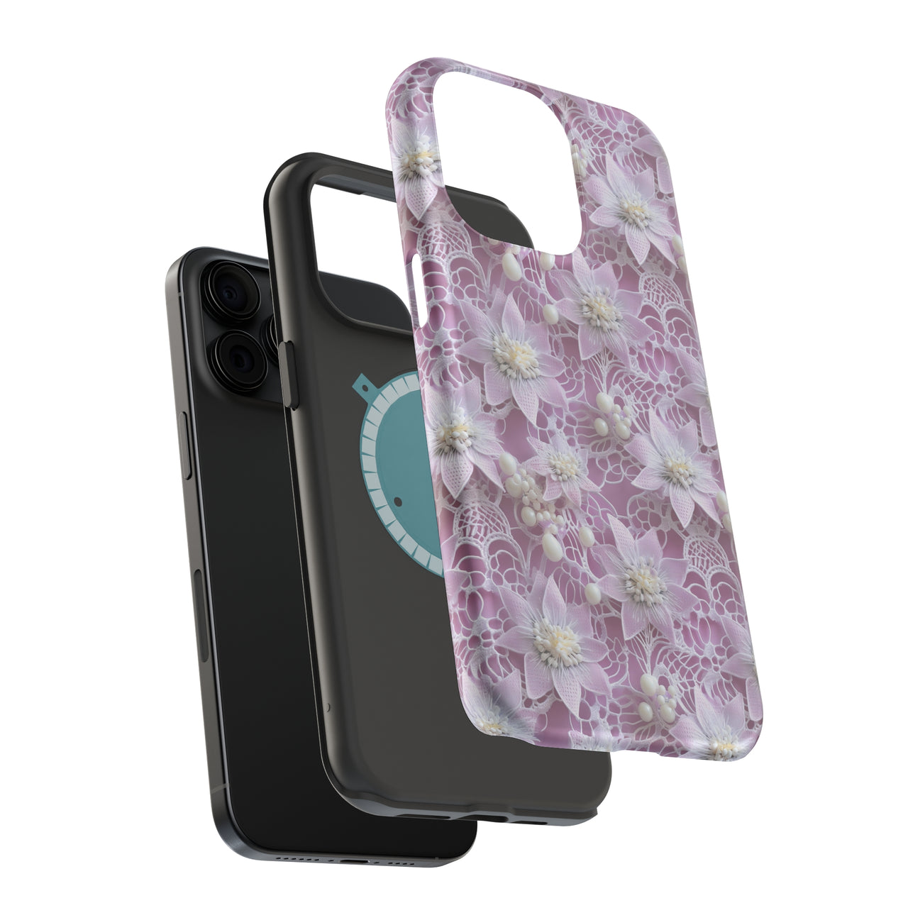 Pink Coquette Clematis - MagSafe Tough Case for iPhone 15, iPhone 15 Pro, iPhone 15 Plus, & iPhone 15 Pro Max