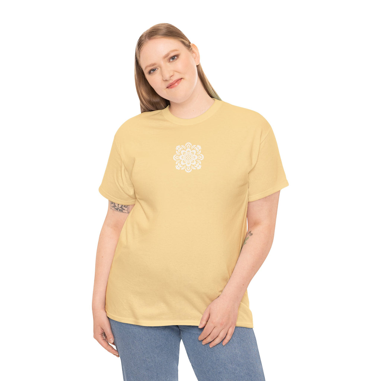 Front and Back Flower Design - Unisex Heavy Cotton Tee