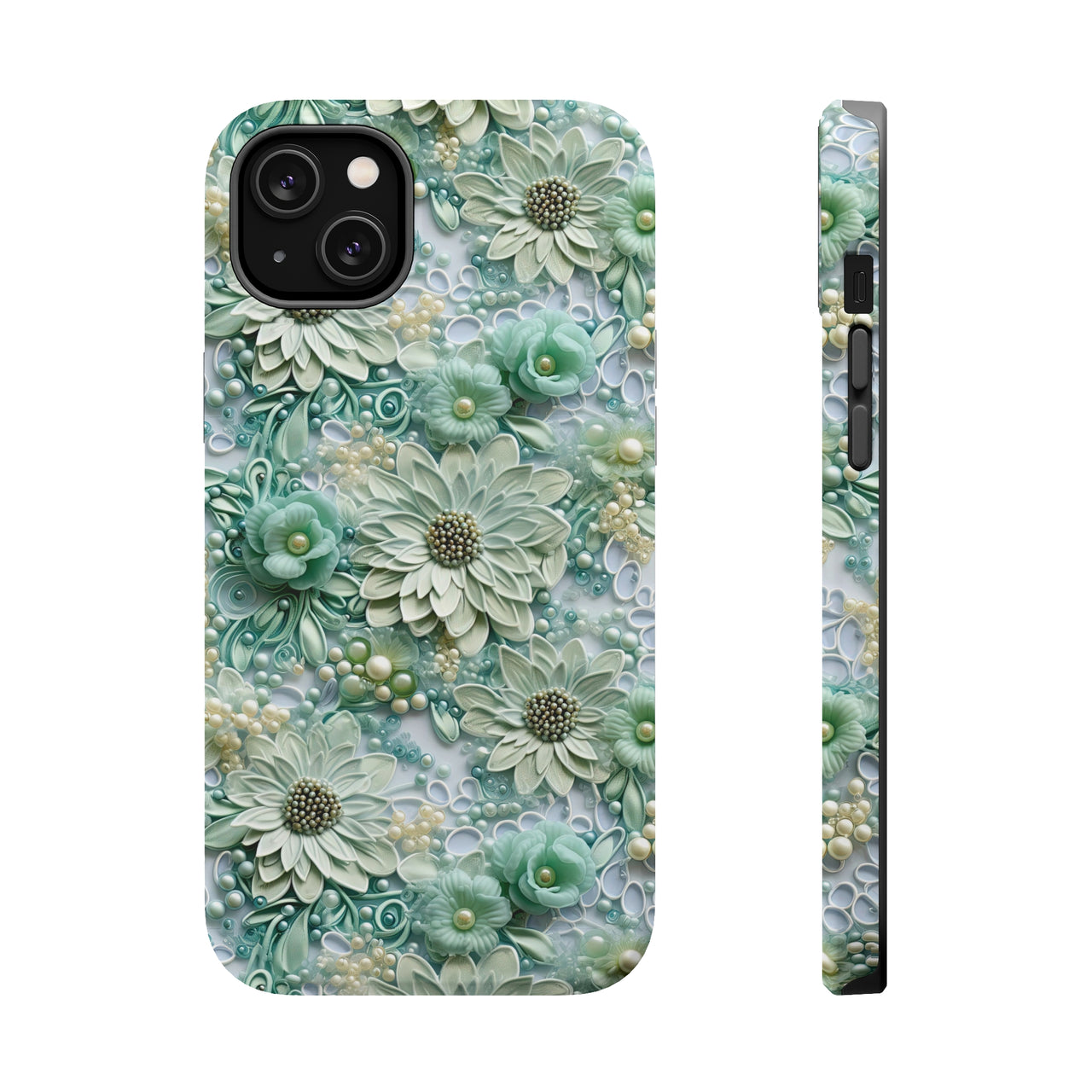 Teal Petals - MagSafe Tough Cases for iPhone 14, iPhone 14 Pro, iPhone 14 Plus, and iPhone 14 Pro Max