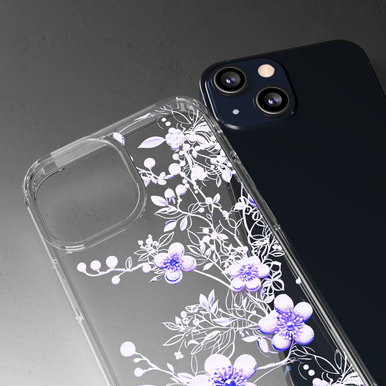 *Clear Case* Purple Petals - iPhone 13, iPhone 13 Mini, iPhone 13 Pro, iPhone 13 Pro Max - Supports Wireless Charging