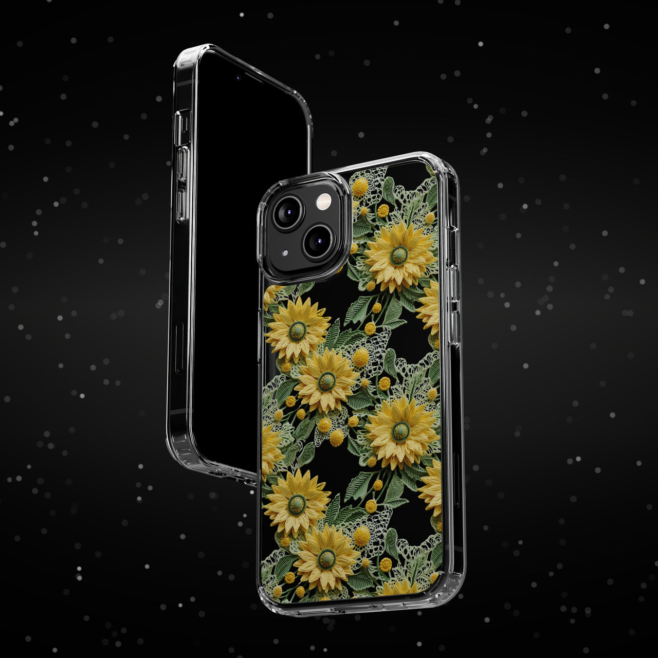 *Clear Case* Whimsical Sunflowers - iPhone 14, iPhone 14 Pro, iPhone 14 Plus, iPhone 14 Pro Max - Supports Wireless Charging