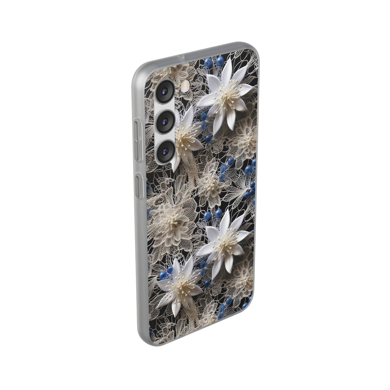 Vintage Lace and Clematis - Flexi Cases for Samsung Galaxy S23, Samsung Galaxy S23 Plus, and Samsung Galaxy S23 Ultra