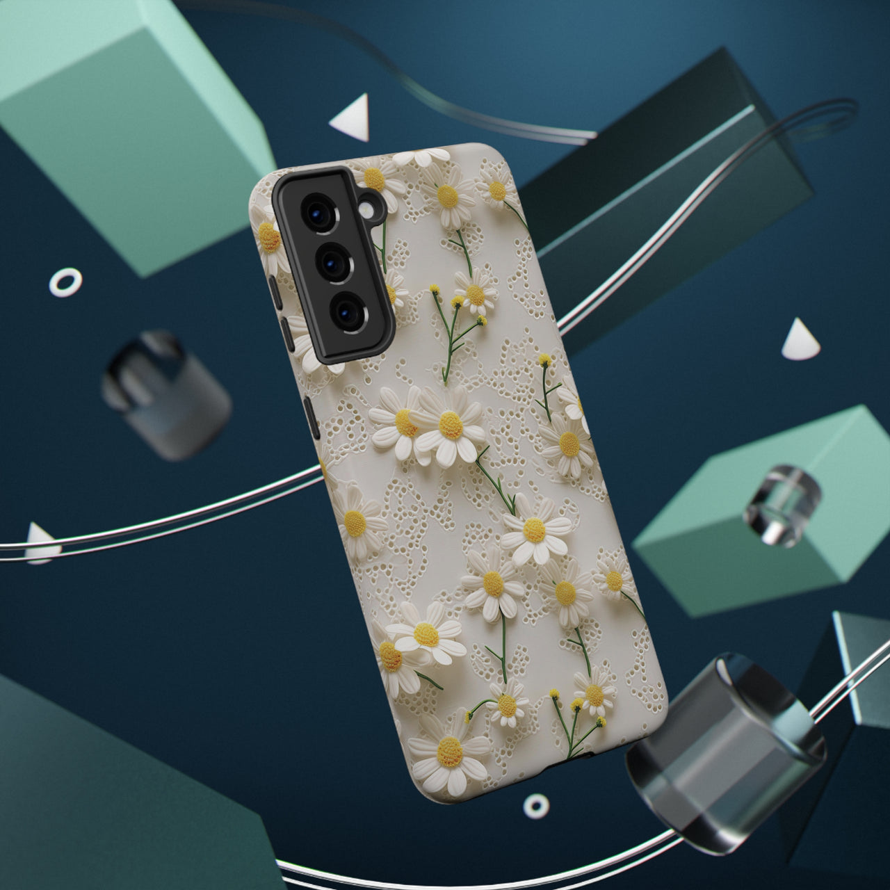 Daisy Impact-Resistant Cases for Samsung Galaxy S21, Samsung Galaxy S21 Plus, and Samsung Galaxy S21 Ultra. Supports Wireless Charging.