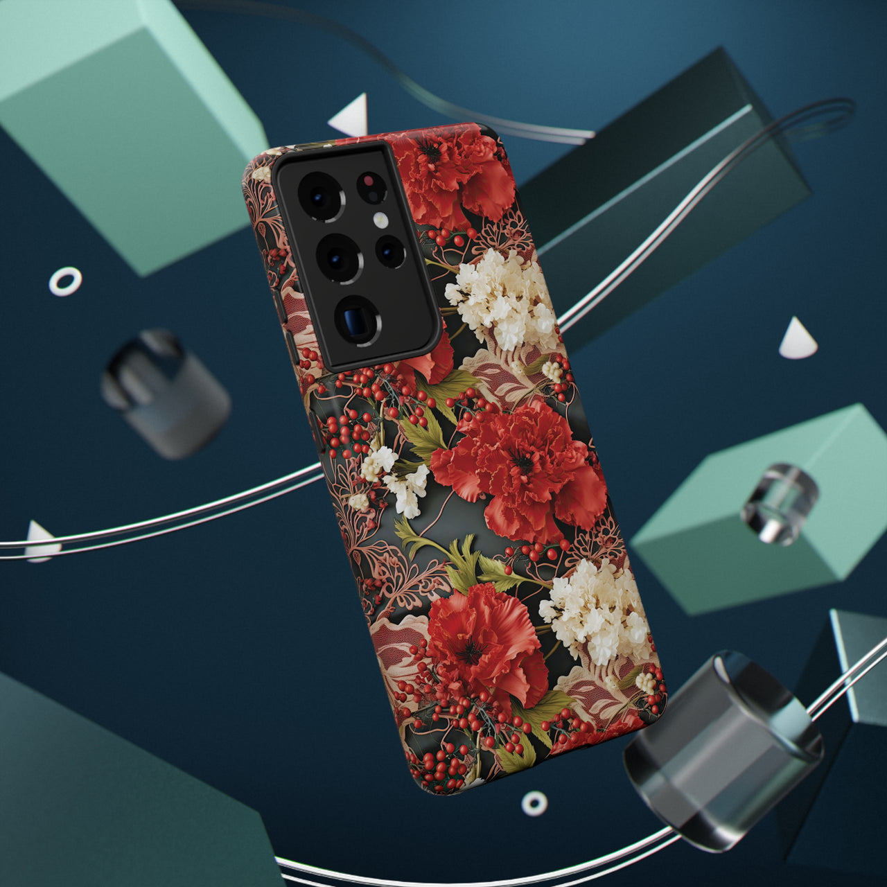 Carnation for January Birthday - Impact-Resistant Case for Samsung Galaxy S21, Samsung Galaxy S21 Plus, and Samsung Galaxy S21 Ultra. Supports Wireless Charging.