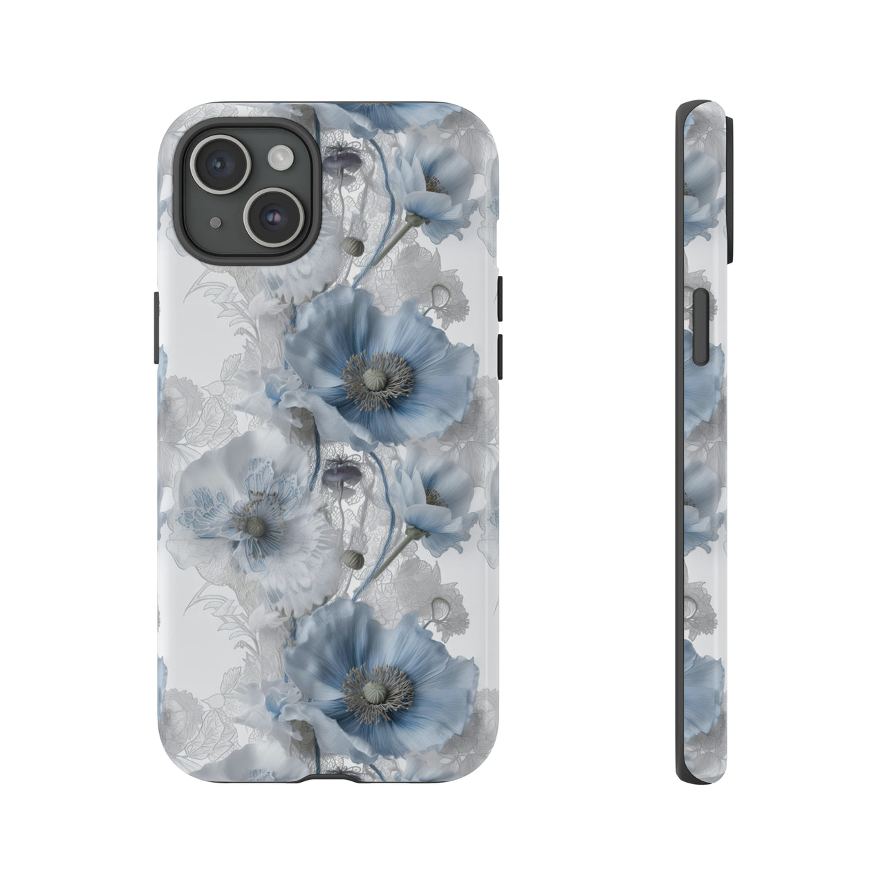 Himalayan Blue Poppy Tough Case for iPhone 15, iPhone 15 Pro, iPhone 15 Plus, and iPhone 15 Pro Max