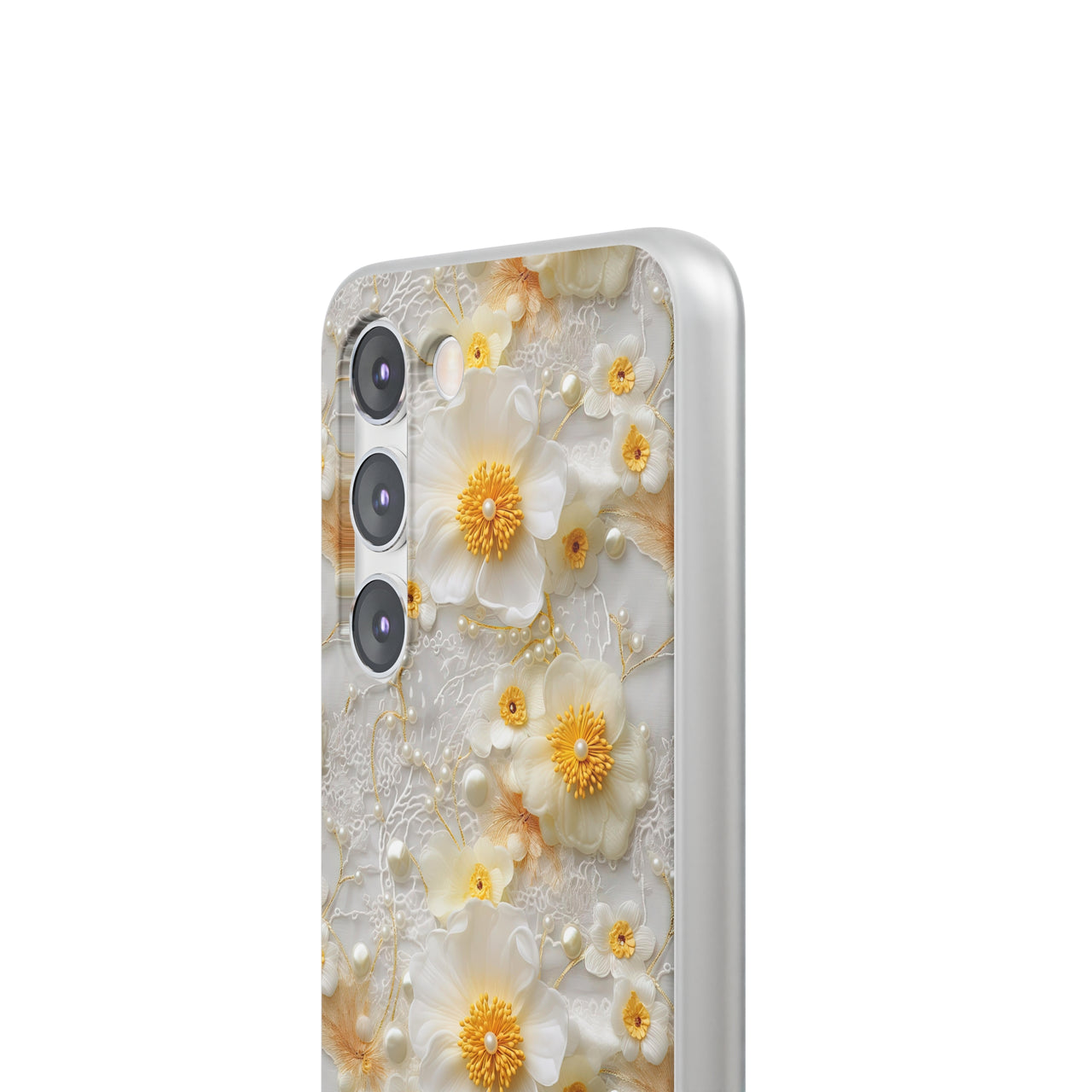 Yellow and White Floral - Flexi Cases for Samsung Galaxy S23, Samsung Galaxy S23 Plus, and Samsung Galaxy S23 Ultra