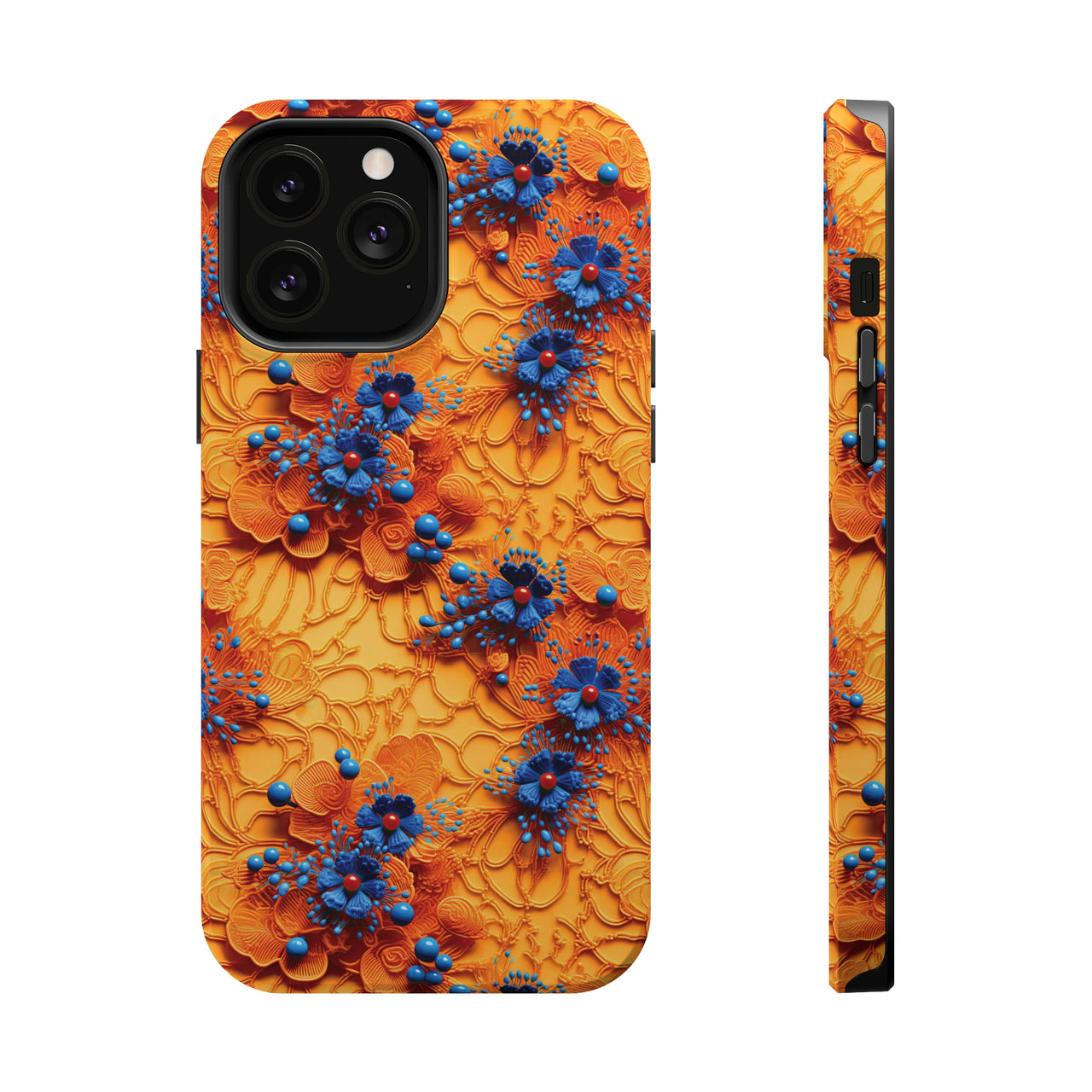 Royal Ryukyu Blossoms - MagSafe Tough Cases for iPhone 13, iPhone 13 Mini, iPhone 13 Pro, and iPhone 13 Pro Max.