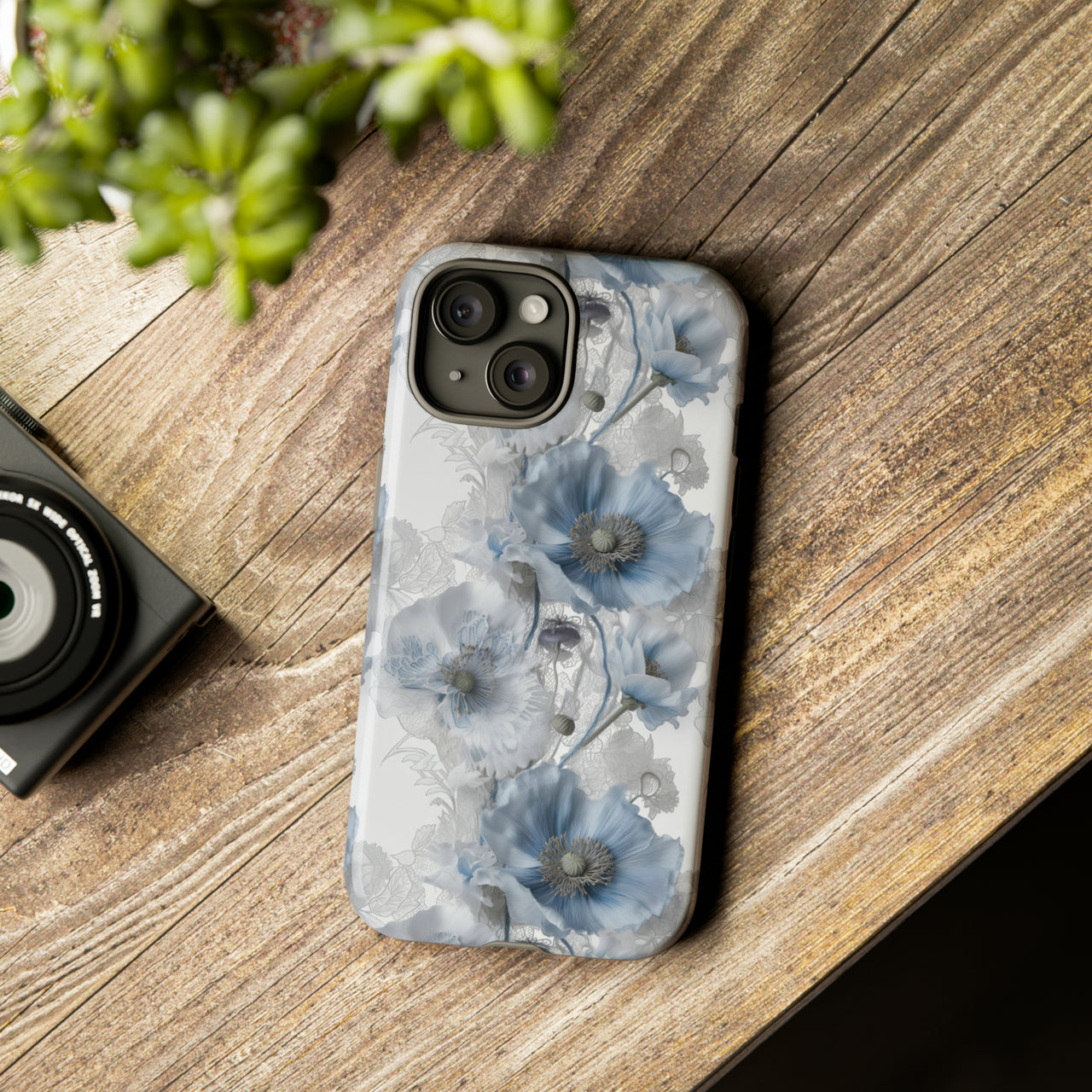 Himalayan Blue Poppy Tough Case for iPhone 15, iPhone 15 Pro, iPhone 15 Plus, and iPhone 15 Pro Max