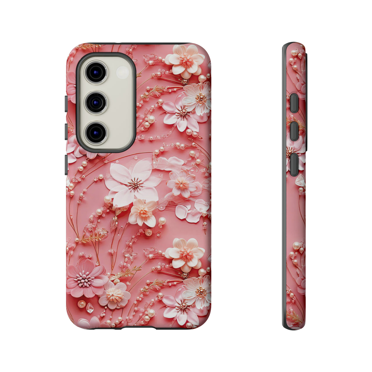 Floral Champagne Toast Tough Case for Samsung Galaxy S23, Samsung Galaxy S23 Plus, and Samsung Galaxy S23 Ultra