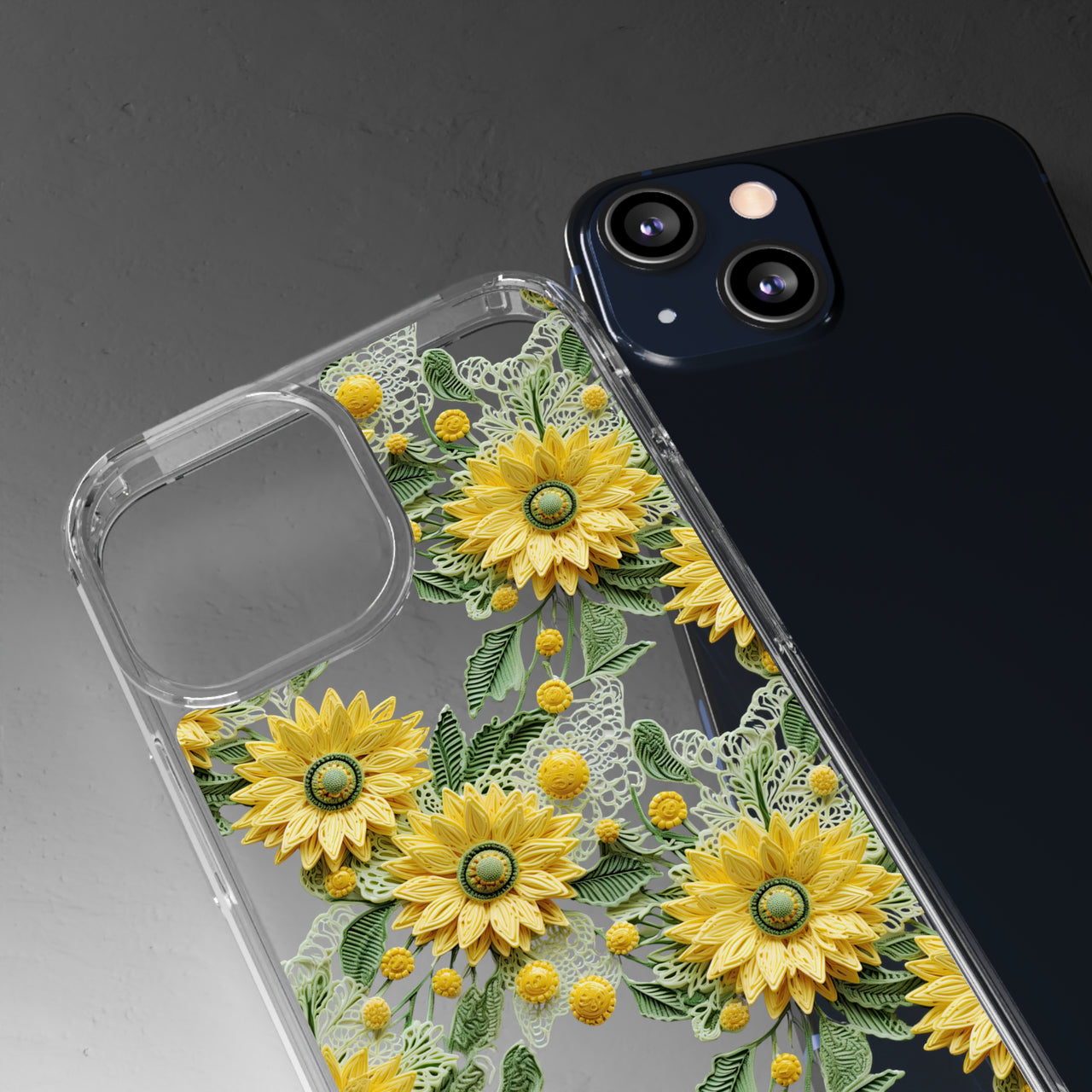 *Clear Case* Whimsical Sunflowers - iPhone 13, iPhone 13 Mini, iPhone 13 Pro, iPhone 13 Pro Max - Supports Wireless Charging