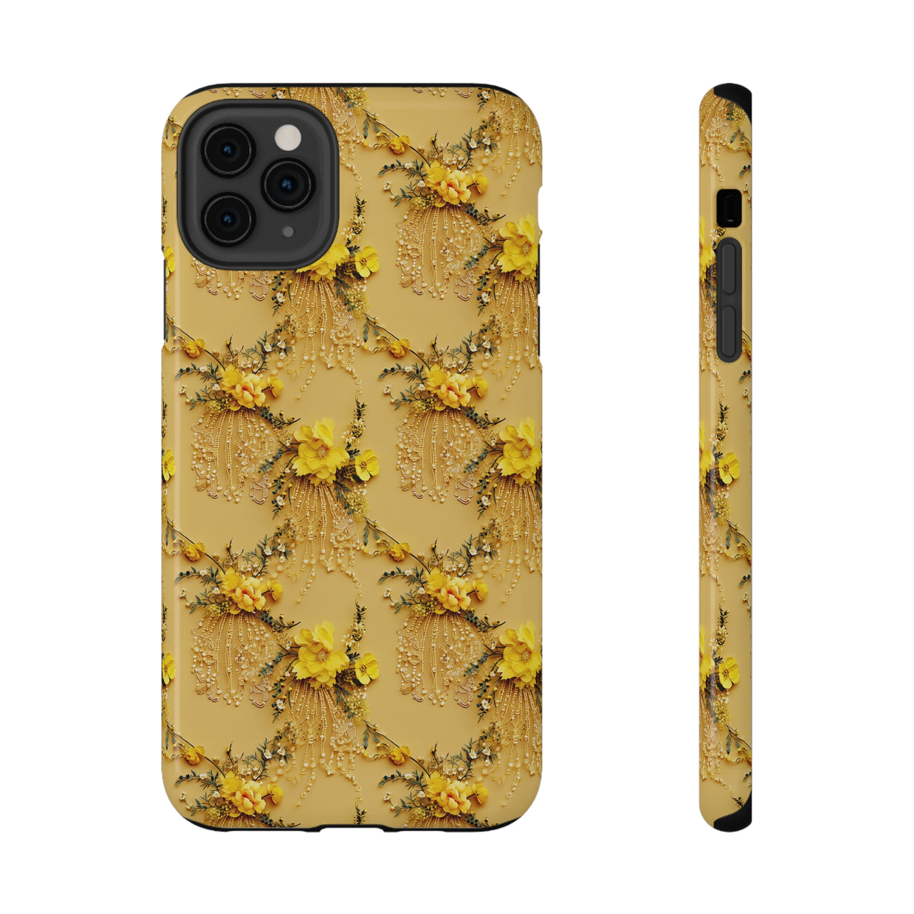 Floral Sunshine Impact-Resistant Cases for iPhone 11, iPhone 11 Pro, and iPhone 11 Pro Max. Supports Wireless Charging.