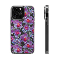 Thumbnail for *Clear Case* Fuchsia Orchid - iPhone 14, iPhone 14 Pro, iPhone 14 Plus, iPhone 14 Pro Max - Supports Wireless Charging