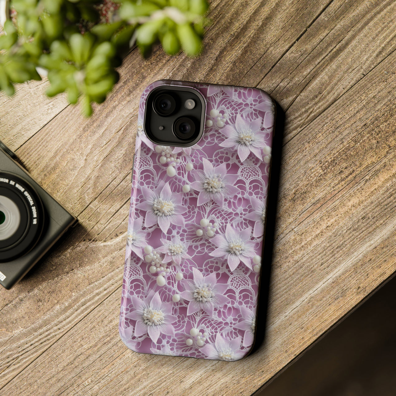 Pink Coquette Clematis - MagSafe Tough Case for iPhone 15, iPhone 15 Pro, iPhone 15 Plus, & iPhone 15 Pro Max