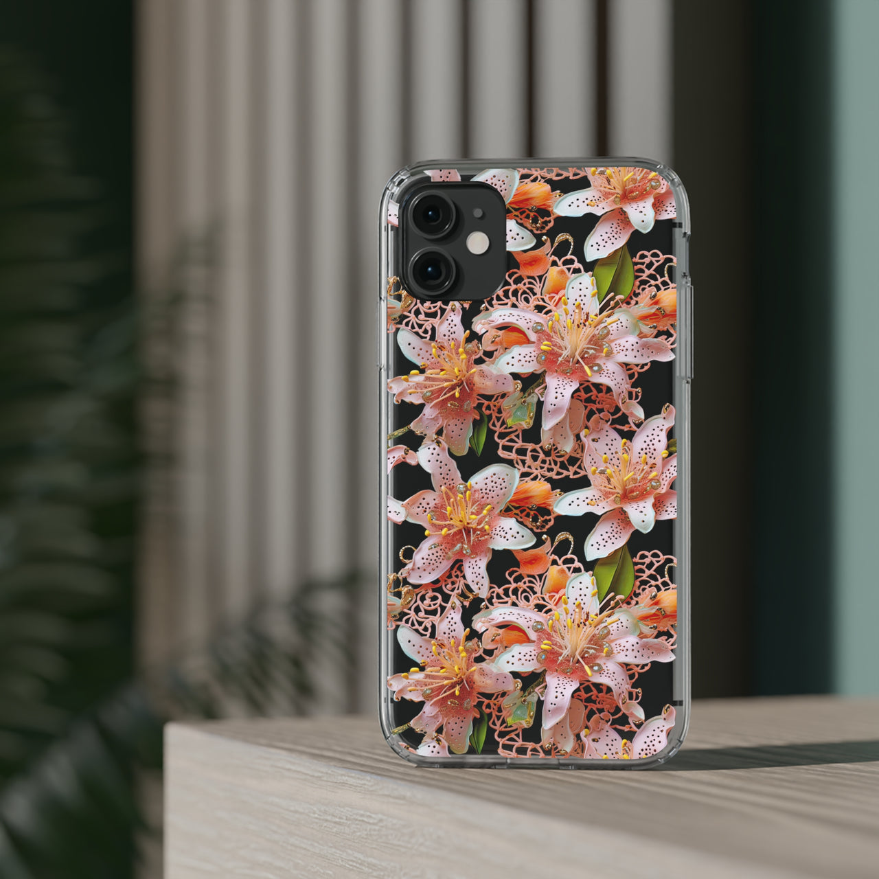 *Clear Case* Pink Lily - iPhone 11, iPhone 11 Pro, iPhone 11 Pro Max - Supports Wireless Charging