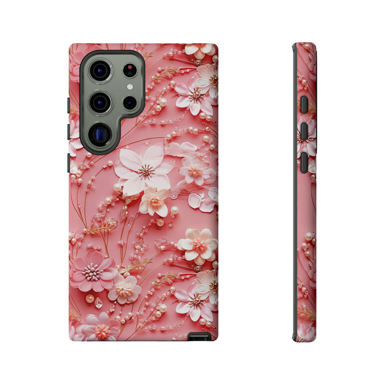 Floral Champagne Toast Tough Case for Samsung Galaxy S23, Samsung Galaxy S23 Plus, and Samsung Galaxy S23 Ultra