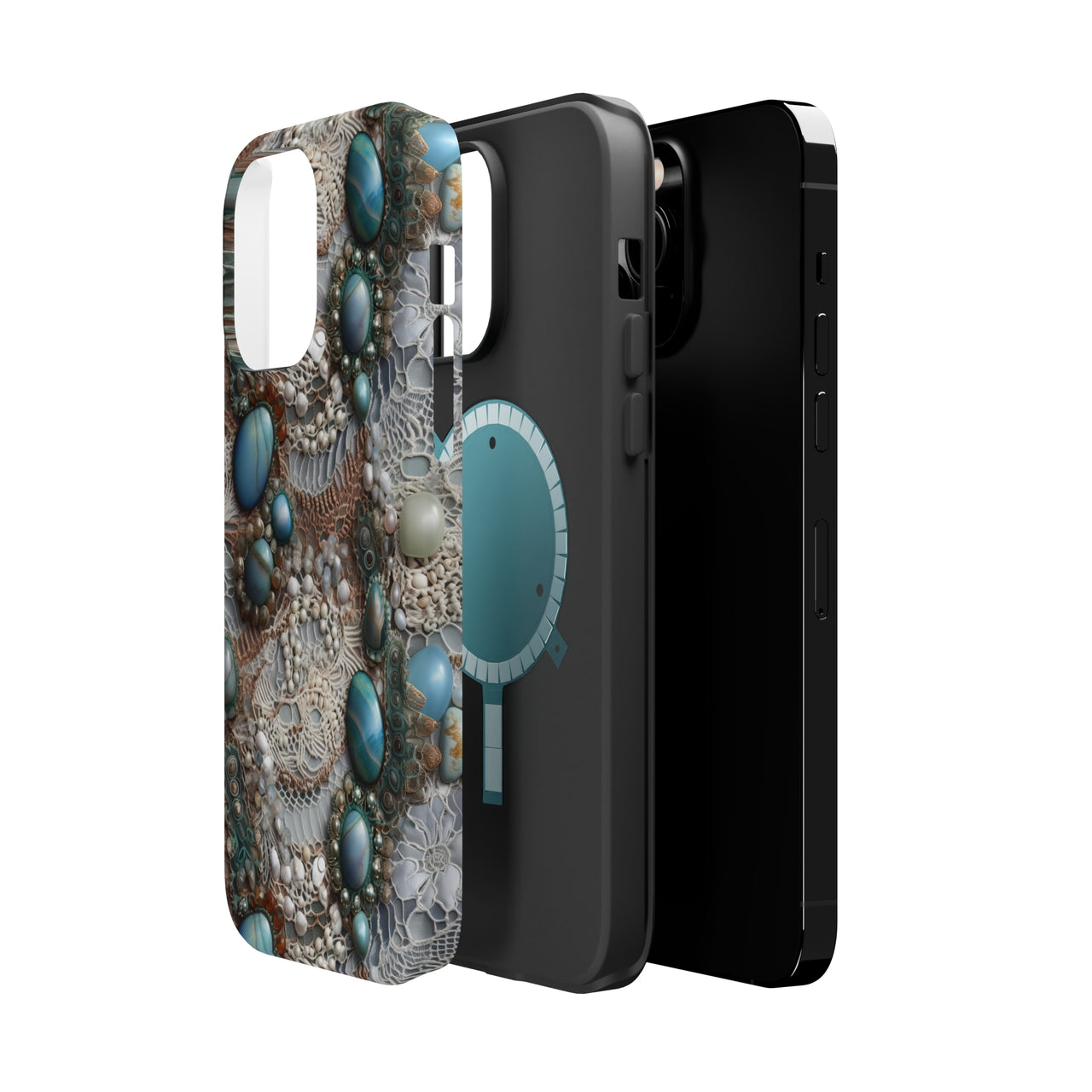 Boho Agate and Lace MagSafe Tough Cases for iPhone 14, iPhone 14 Pro, iPhone 14 Plus, and iPhone 14 Pro Max