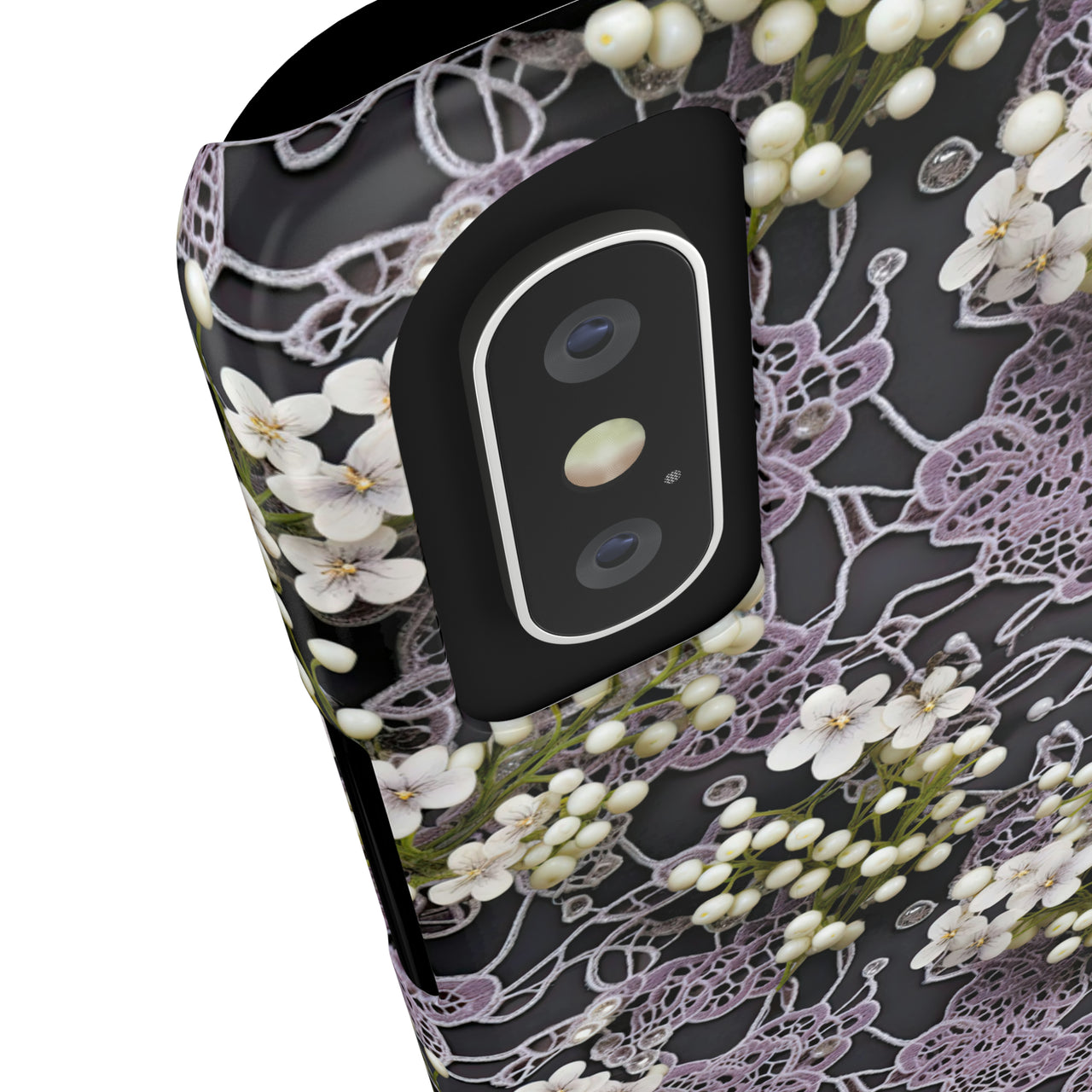 White Flowers on a Purple Bed - Slim Phone Cases for iPhone X, iPhone XR, iPhone XS, and iPhone XS MAX